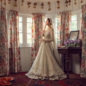 champagne gold shimmer bridal lehenga