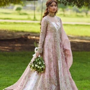blush pink embroidered bridal lehenga